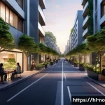 소음진동 관련 산업 현황 - **Prompt:** A serene, futuristic urban landscape at dusk, showcasing advanced noise and vibration co...