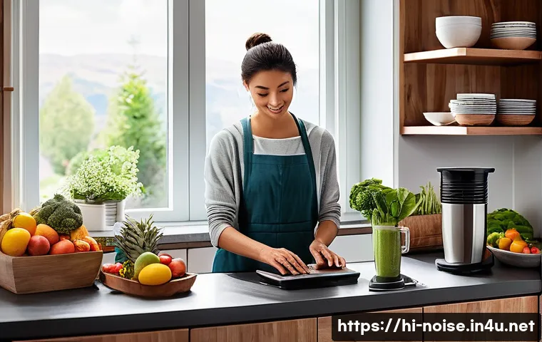 소음진동 주요 문제 해결 사례 - **A Peaceful Morning Kitchen Scene:** A serene and brightly lit kitchen in the early morning. A pers...