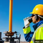 소음진동 측정 현장에서의 문제 해결 능력 - A professional engineer wearing safety gear including hearing protection and gloves, carefully setti...