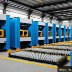 소음진동 엔지니어링 도전기 - A detailed industrial plant scene showcasing heavy machinery with visible vibration isolation pads, ...